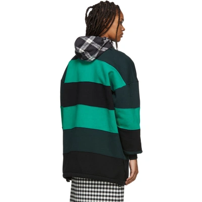 Shop Balenciaga Green And Black Patchwork Hoodie In 5567 Multi