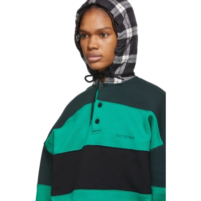 Shop Balenciaga Green And Black Patchwork Hoodie In 5567 Multi