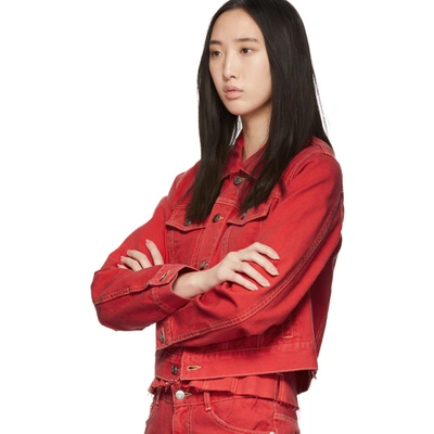 Shop Sjyp Red Denim Fitted Jacket In 0067 Red