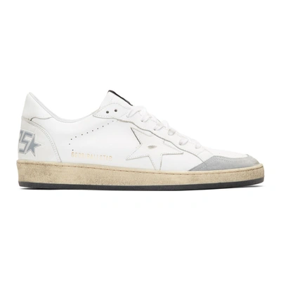 Shop Golden Goose White And Grey Ball Star Sneakers In Wht Leather