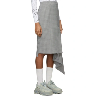 Shop Balenciaga Black And White Houndstooth Side Godet Skirt