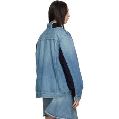 Shop Sacai Blue Velvet Denim X Uncut Jacket In L Blue/gry