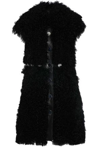 Shop Antik Batik Woman Leather-trimmed Shearling Vest Black