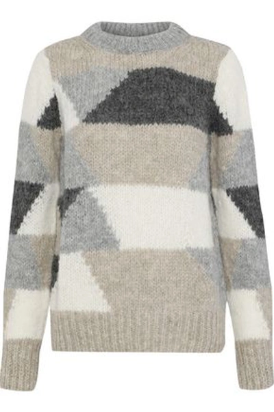 Shop Antik Batik Woman Jeany Color-block Alpaca-blend Sweater Cream