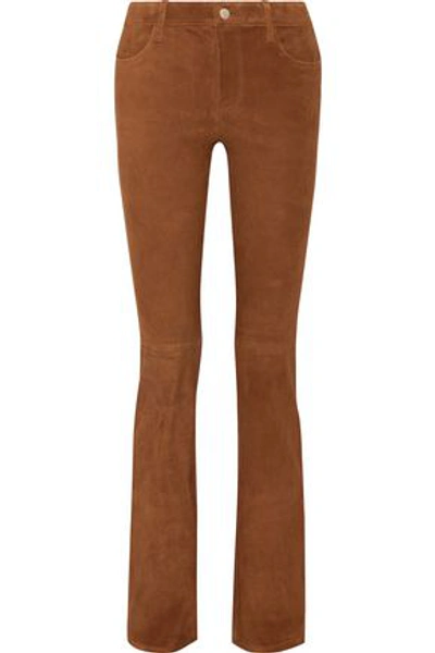 Shop J Brand Woman Brya Suede Bootcut Pants Light Brown