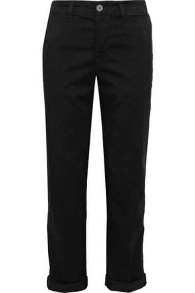 Shop J Brand Cotton-blend Twill Straight-leg Pants In Black