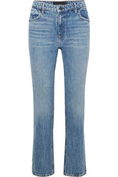 Shop Alexander Wang High-rise Straight-leg Jeans In Mid Denim