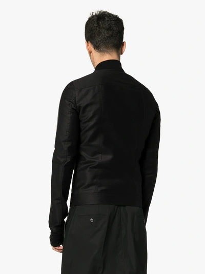 Shop Rick Owens Leather Embroidered Detail Bomber Jacket In Black