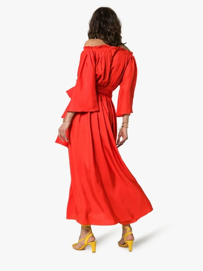 Shop Three Graces Tessa Open-shoulder Silk Wrap Dress In Sorbet