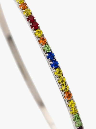 Shop Miu Miu Metallic Rainbow Crystal Hoop Earrings In F0055 Multicolor