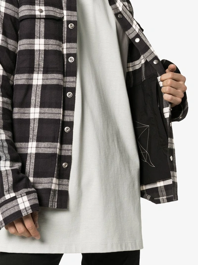 Shop Rick Owens Check Print Cotton Shirt In Black/milk