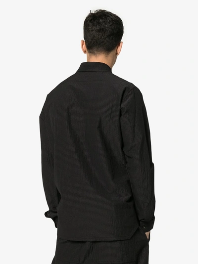 Shop Rick Owens Textured Wool Flap Pocket Shirt In Black