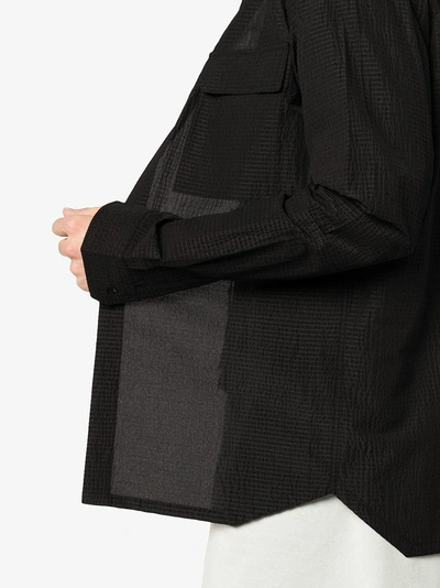 Shop Rick Owens Textured Wool Flap Pocket Shirt In Black