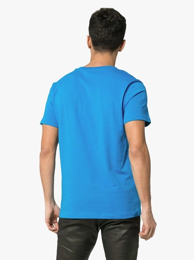 Shop Moschino Logo Print Cotton T-shirt In Blue
