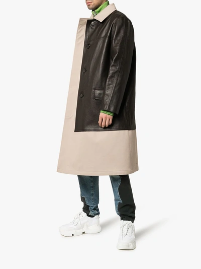 Shop Balenciaga Leather And Wool Trench Coat In 2041 Brown