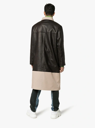Shop Balenciaga Leather And Wool Trench Coat In 2041 Brown