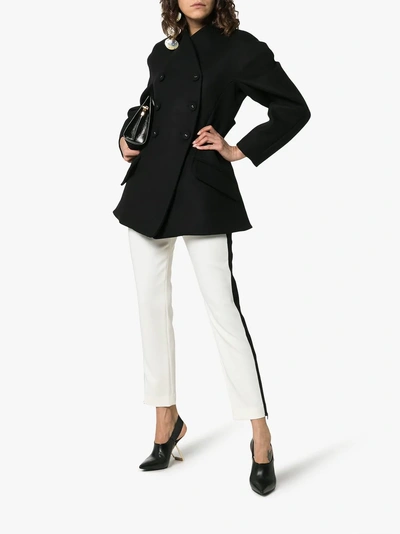 Shop Proenza Schouler Collarless Double-breasted Cropped Coat In Black