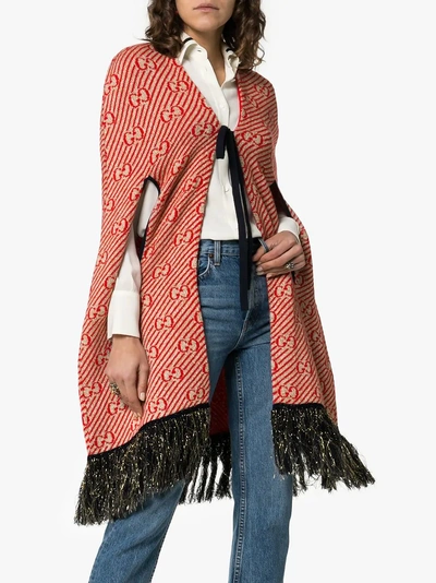 Shop Gucci Cape Mit Glitzerfransen In Red