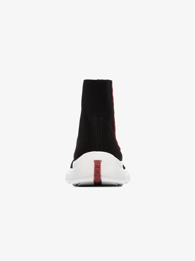Shop Prada Black America's Cup High Top Sock Sneakers