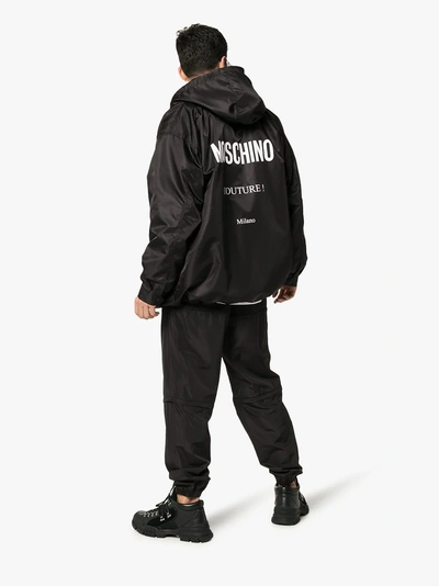 Shop Moschino Couture Logo Hooded Jacket In 1555 Black