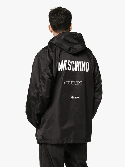 Shop Moschino Couture Logo Hooded Jacket In 1555 Black