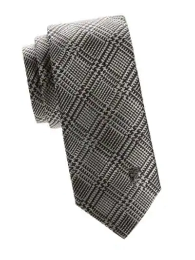 Shop Versace Combo Stripe Silk Tie In Grey