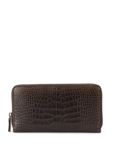 Shop Bally Mievyn Embossed Leather Zip-around Wallet In Chocolate