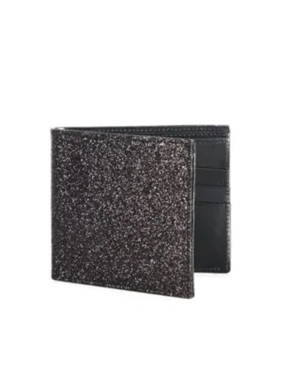 Shop Maison Margiela Glitter Calf Leather Bi-fold Wallet In Black