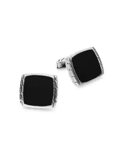 Shop John Hardy Jade And Silver Square Cufflinks In Black