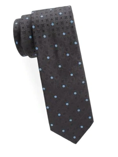 Shop Brioni Circle Silk Tie In Black Skylight