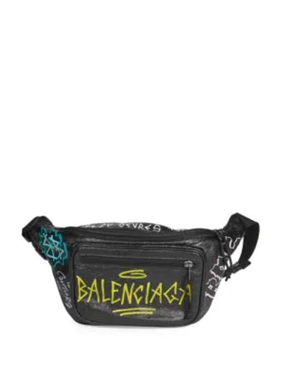 Shop Balenciaga Men's Graffiti Explorer Belt Pack In Black Multi