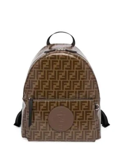 Shop Fendi Ff Vetrificato Print Backpack In Brown
