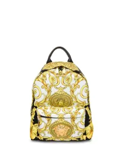 Shop Versace Medusa Barocco Hibiscus Print Backpack In Multi Color Nero