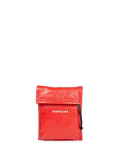 Shop Balenciaga Arena Leather Explorer Pouch In Rouge