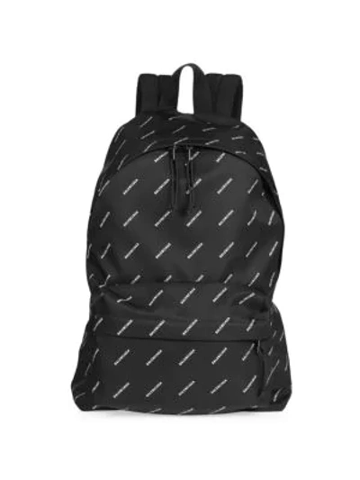 Shop Balenciaga Logo Explorer Backpack In Black White