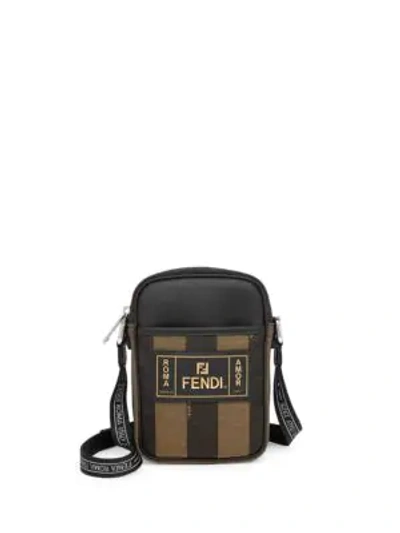 Shop Fendi Penguin Stripe Camera Bag In Brown