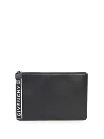 Shop Givenchy 4g Wrist Strap Large Pouch In Black