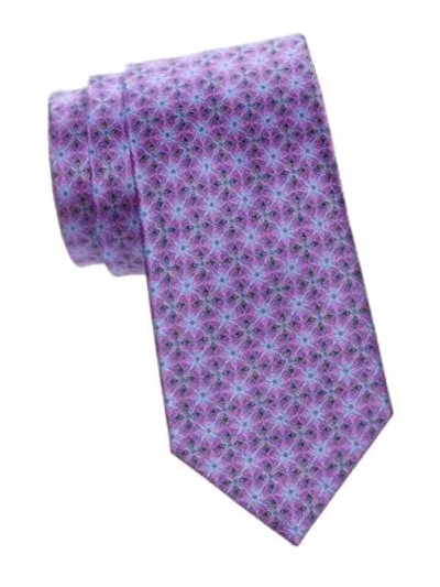 Shop Ermenegildo Zegna Tile Silk Tie In Purple