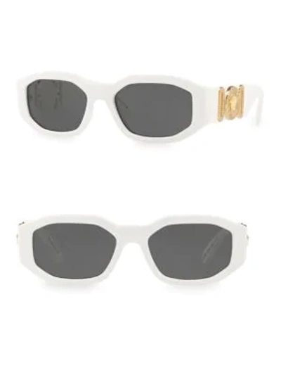 Shop Versace Men's 53mm Medusa Detail Oval Sunglasses In White