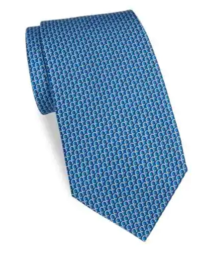 Shop Ferragamo Men's Multi Gancini Silk Tie In Blue
