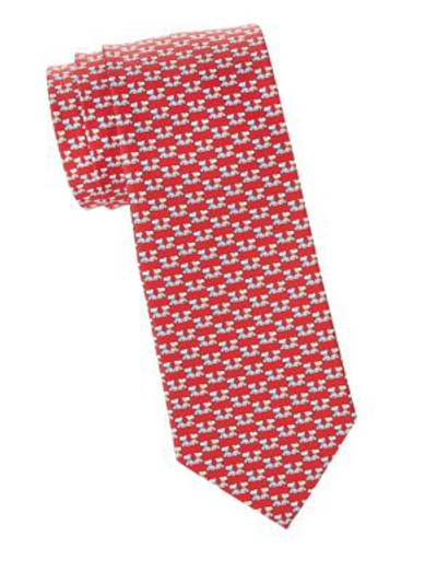 Shop Ferragamo Scottie Dogs Silk Tie In Red
