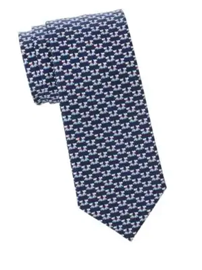 Shop Ferragamo Scottie Dogs Silk Tie In Blue