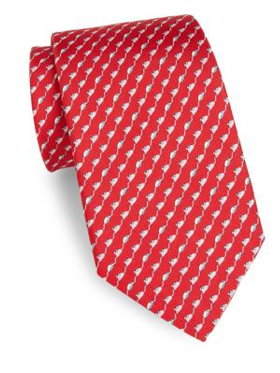 Shop Ferragamo Folowing Mice Silk Tie In Red