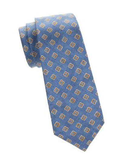 Shop Kiton Floral Silk Tie In Blue