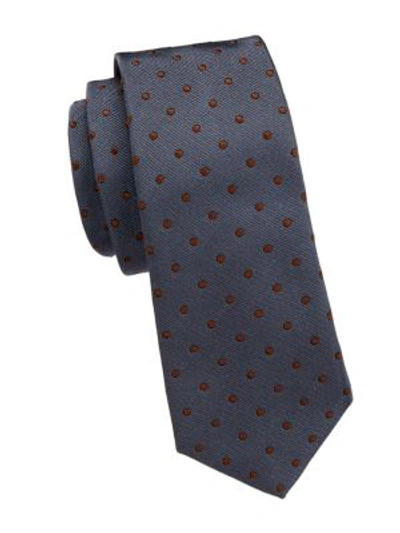 Shop Brunello Cucinelli Polka Dot Jacquard Silk Tie In Grey Brown