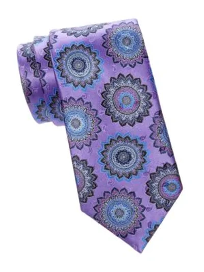 Shop Ermenegildo Zegna Medallion Silk Tie In Purple