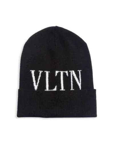 Shop Valentino Logo Virgin Wool & Cashmere Beanie In Black