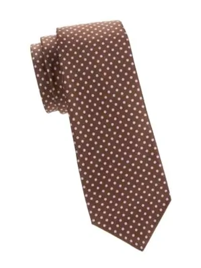 Shop Kiton Pin Dot Silk Tie In Brown