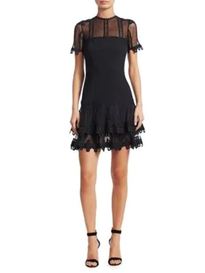 Shop Jonathan Simkhai Guipure Lace Mini A-line Dress In Black