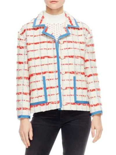 Shop Sandro Idaline Tweed Contrast Jacket In Multicolor